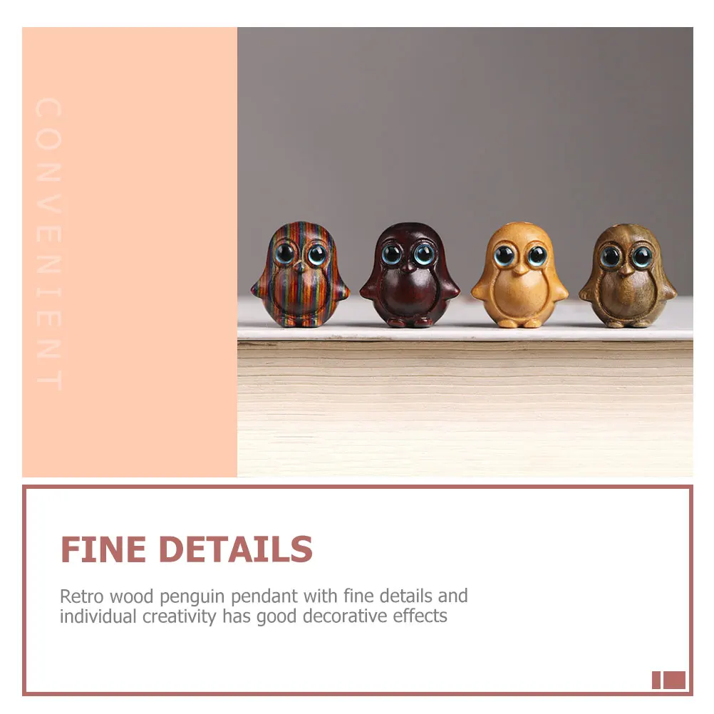 

2pcs Wooden Key Chain Charm Penguin Shape Diy Pendant Wood Craft Retro Car Hanging Bag Pendant Key Ring Accessory Vintage Wood