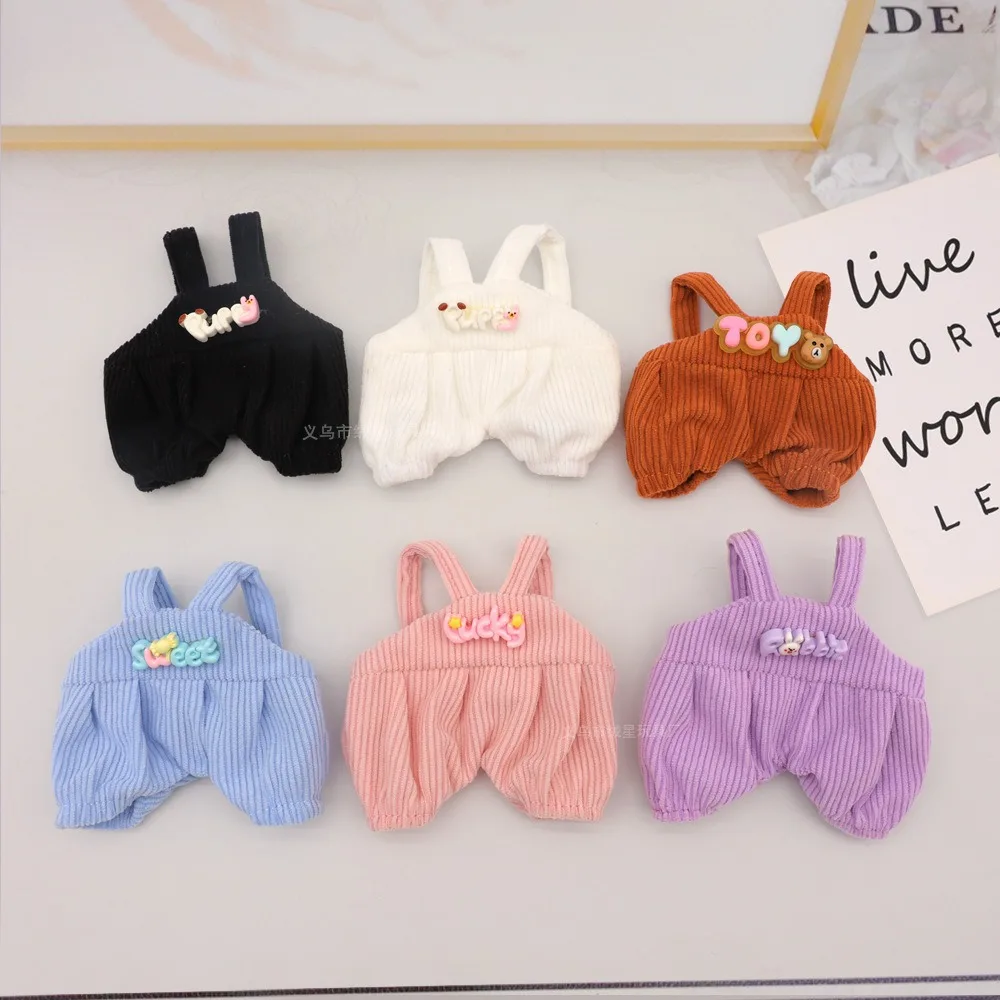 Corduroy Doll Suspender Overalls Shorts Bear Wood Button Strap Pants Solid Color Doll Bottoms Toy Pendant Dress Up Accessories