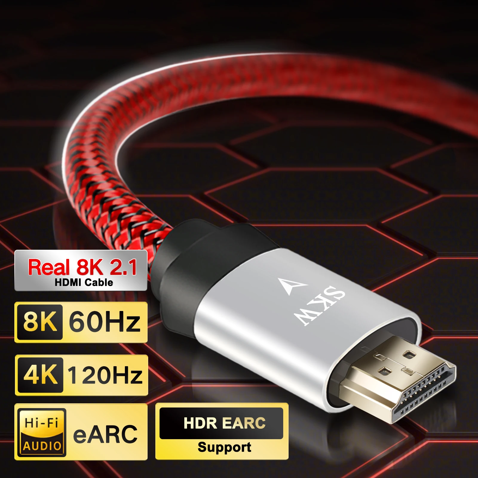 SKW 2.1 OCC 도체 HDMI 케이블 울트라 HD (UHD) 8K 48Gbs 오디오 케이블, HDR 4:4:4 1M, 소니 TV,PC,PS4, 블루 레이 및 프로젝터 용