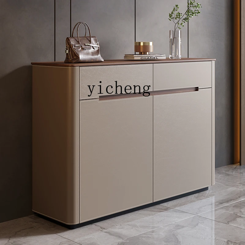 FY3 shoe cabinet entrance cabinet door hall partition cabinet against the wall solid wood saddle leather