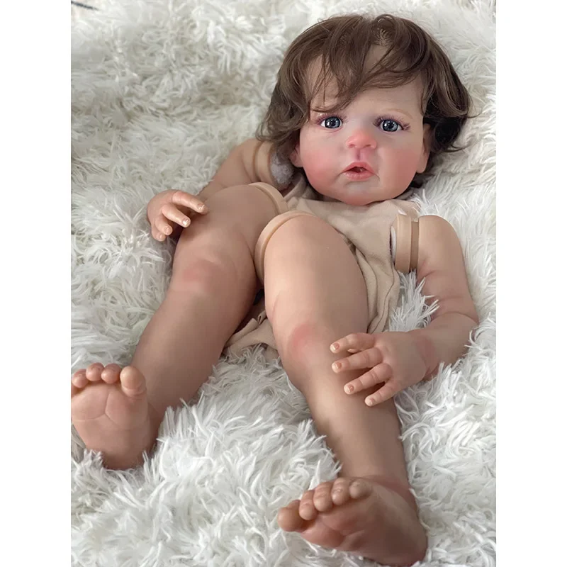 24inch Sandie Finished Reborn Baby Doll Size Already Painted Lifelike Soft Touch Flexible Finished Doll Parts Drop Shippig