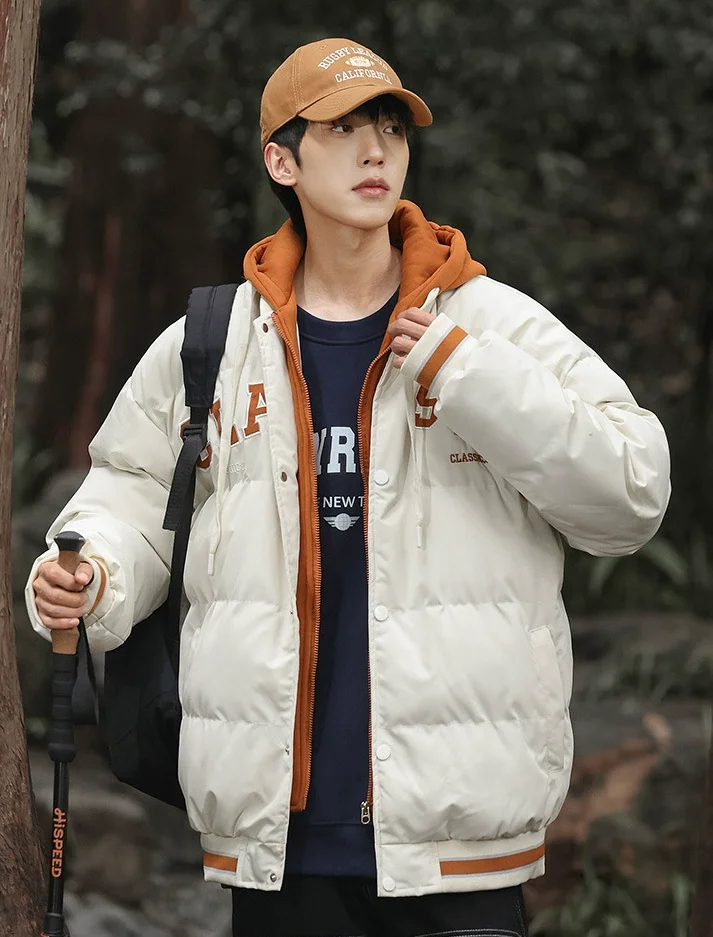 

Male Loose Thick Hooded Parkas Couple Clothing Coats Winter Men's Warm Parkas Jacket Coat Solid Hooded Casual Waterproof Outwear