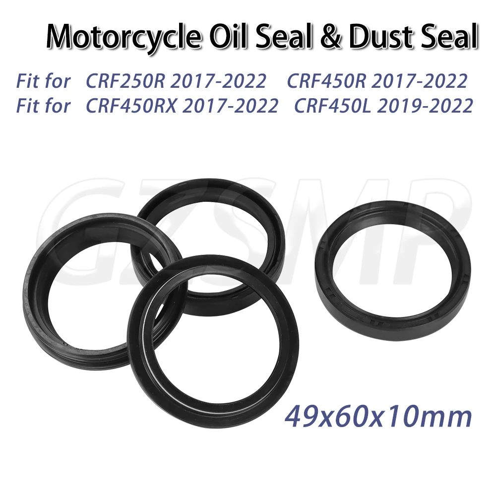 

49x60x10mm Front Fork Oil Seal 49 60 Dust Cover Fit for HONDA CRF 250R 450R 450RX 2017-2022 CRF450L 2019-2022