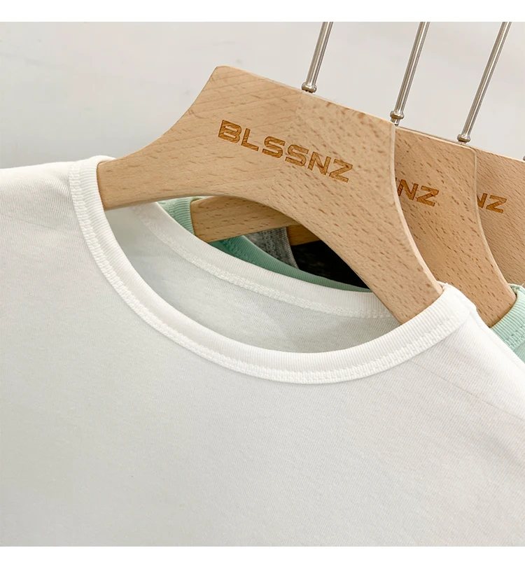 Zjaiss 2026 Sommer Neues Design Slim Fit Basic Top Trendiges Damen Baumwoll-Kurzarm-T-Shirt Einfarbig Vielseitiges O-Neck Tee – Detail 11