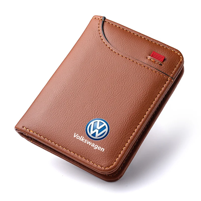 Car Men\'s Leather Wallet motor vehicles Card Ticket Storage Bag For VW GTI Jetta Golf Tiguan Transporter Passat GTD Polo