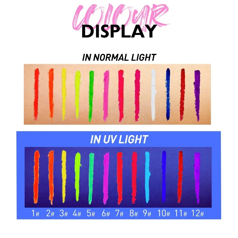 Lápiz Delineador de Ojos de Gel de maquillaje para mujer, delineador de ojos fluorescente resistente al agua UV colorido, fiesta de Halloween, Navidad, escenario, pintura de Color facial