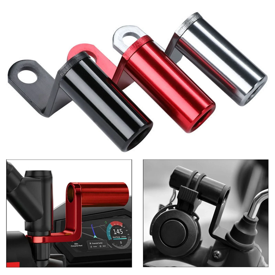 

Rearview Mirror Bracket Holder Clamp Bar CNC Aluminium Motorcycle Extension Holder Motorbike Mirror Bell Adapter