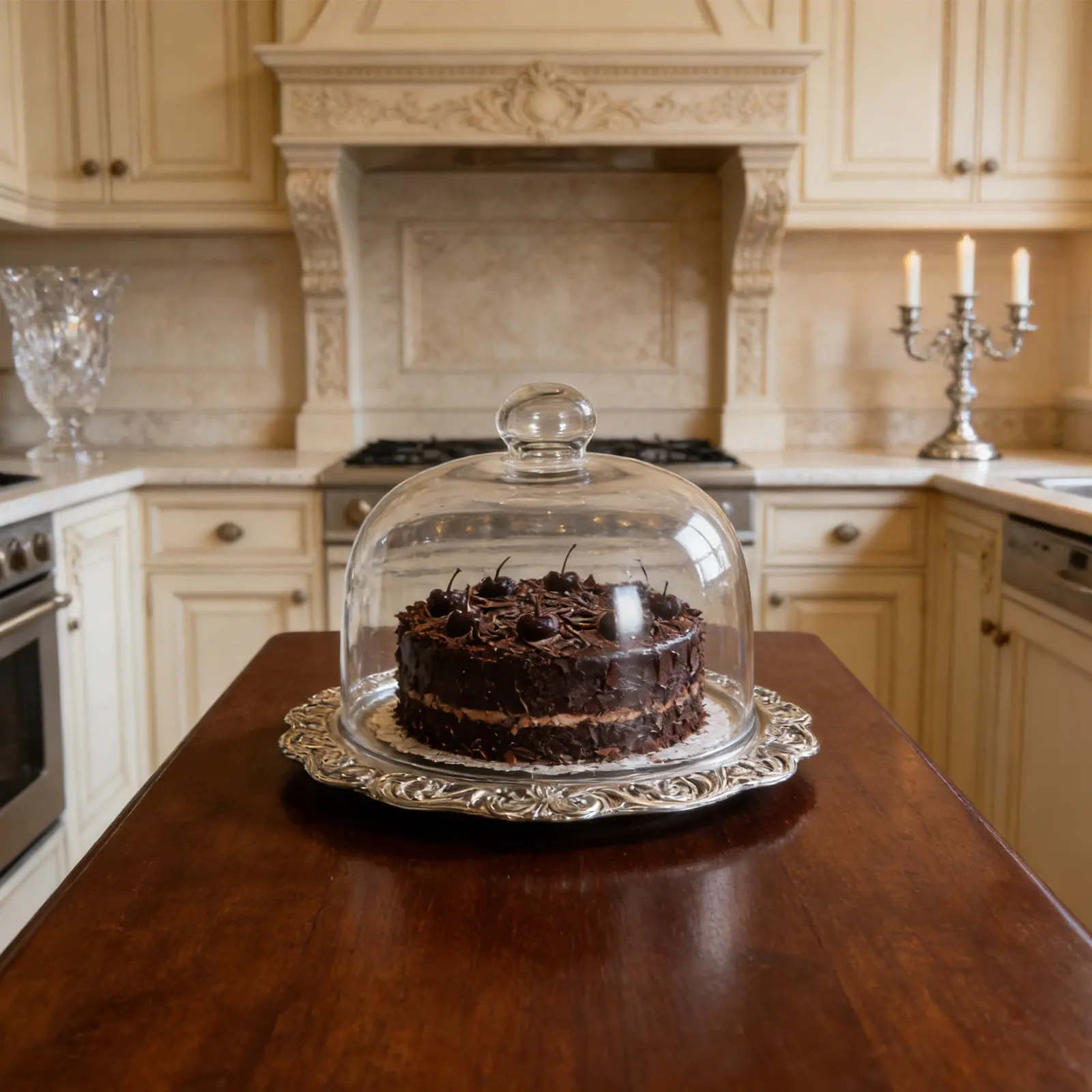 Clear Glass Cake Dome Cover – Round Food Display Cloche, Microwave Splatter Guard, 7.7x6.3 Inch