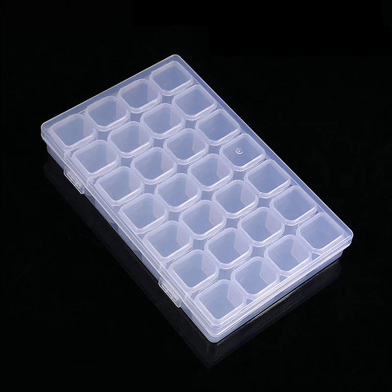 28 Grid Clear Box Plastic Empty Storage Box Organizer Cosmetic Nail Art Rhinestone Jewelry Beads Case Portable Storage Container