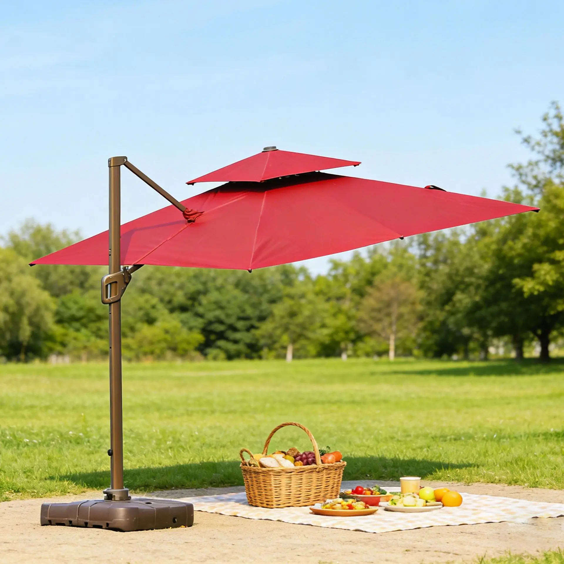 Outdoor Roman umbrella Aluminum alloy Roman column Shading wind and sun protection Courtyard Villa square umbrella spot