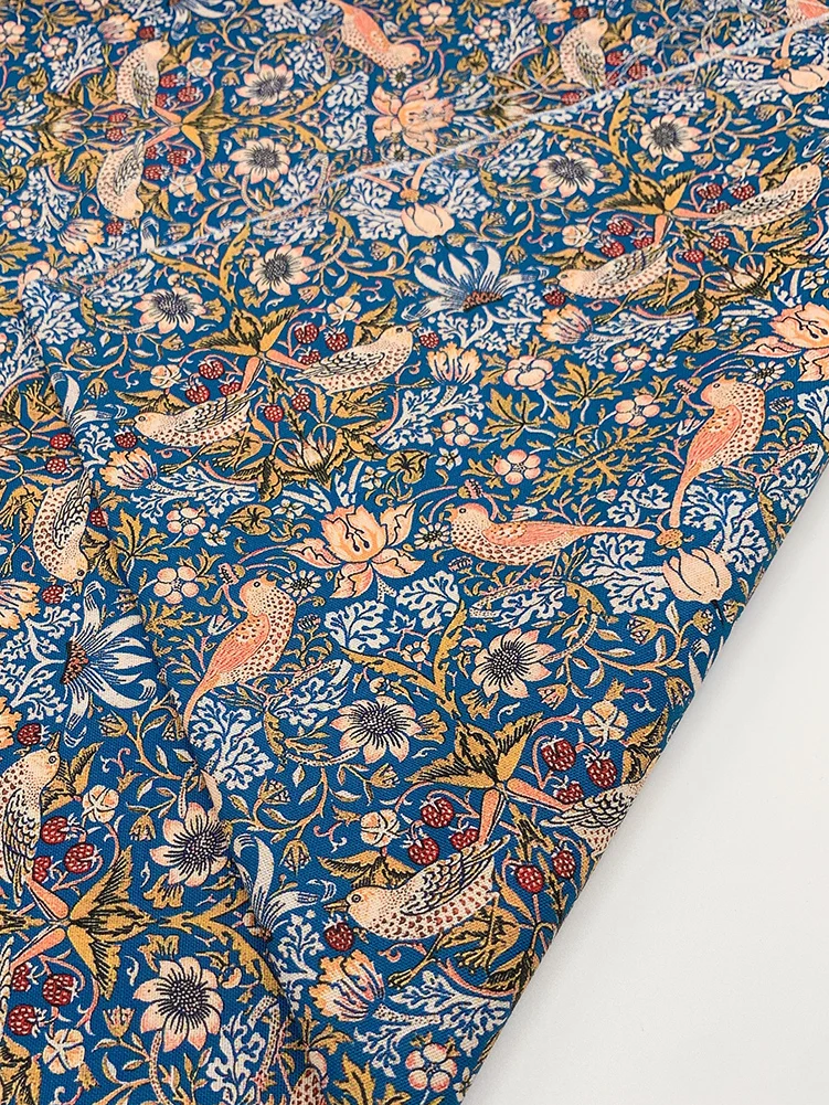 William Morris złodziej ptasia tkanina żółta zielona niebieski Patchwork DIY ręcznie robiona dla szycie ubrań przez pół metra