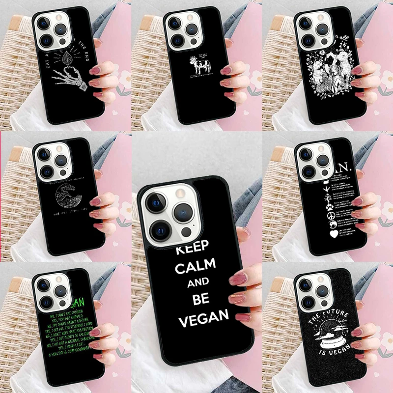 Vegetarian Quotes VEGAN LOVE VEGGIE Phone Case Cover for iPhone 16 Promax 15 Pro 13 14 Plus 11 12 Mini XR XS MAX Coque