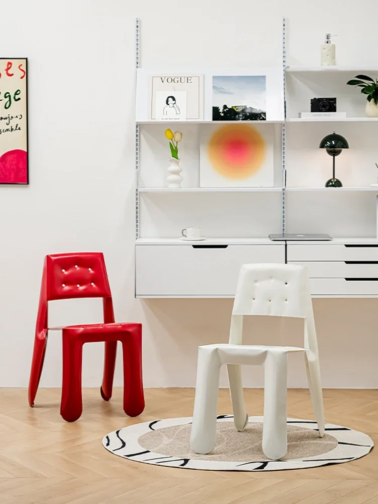 

Luxury Metal Dining Chairs,Creative Home Furniture,Living Room Backrest Chairs,Nordic Design, Red Cookie Stool,Customized