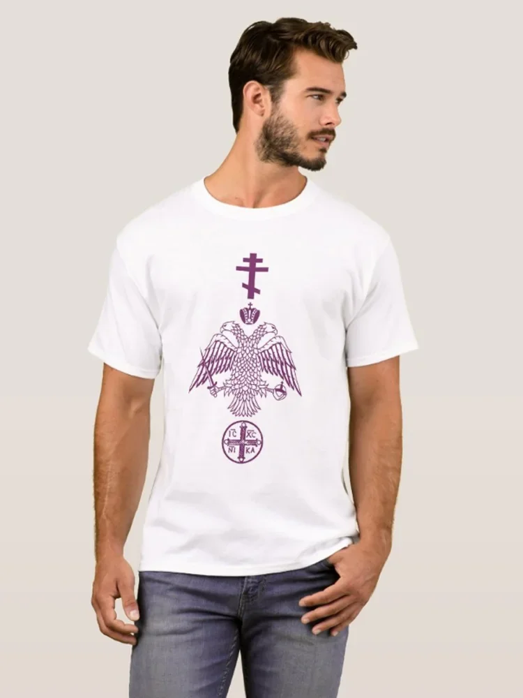 New 100% Cotton O-Neck Short Sleeve Casual Mens T-shirt Orthodox Cross XC NIKA Christogram Byzantine Christian Eagle T-Shirt