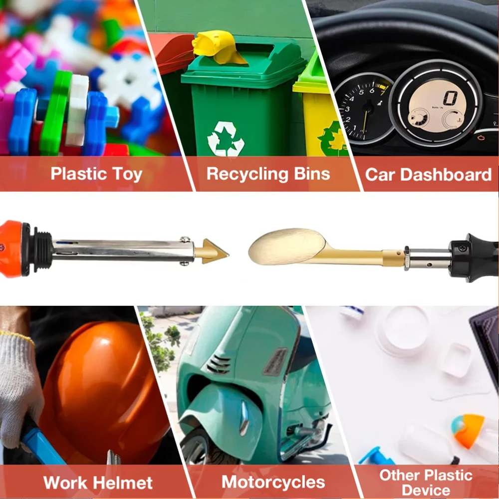 Soldador de plástico con temperatura ajustable, 50W/100W, para parachoques de coche y reparación de plástico, incluye herramientas de soldadura y alisado de PP/PE/ABS/PVC