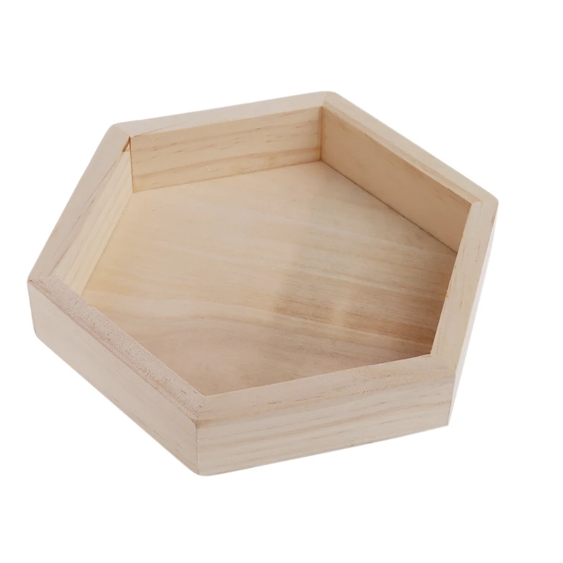 Hexagon Wooden Holder Tray for Crystals Stones Jewelry Decorative Tray Cosmetics Holder Display Gift for Women