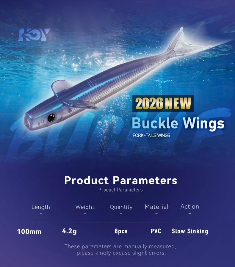Kingdom Sinking Buckle Wings Soft Lure 100mm 4.2g Drop Shot Rig Soft Swimbait Split Tail für Bass, Forelle, Hecht, Zander, Pesca – Detail 4