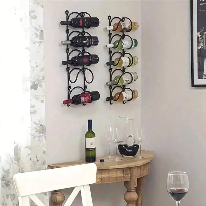 2-6Pcs Wall Mounted Towel Rack with Hooks Multi-layer Punched Free Wine Display Shelf for Bathroom Storage Wall Organizer Decor