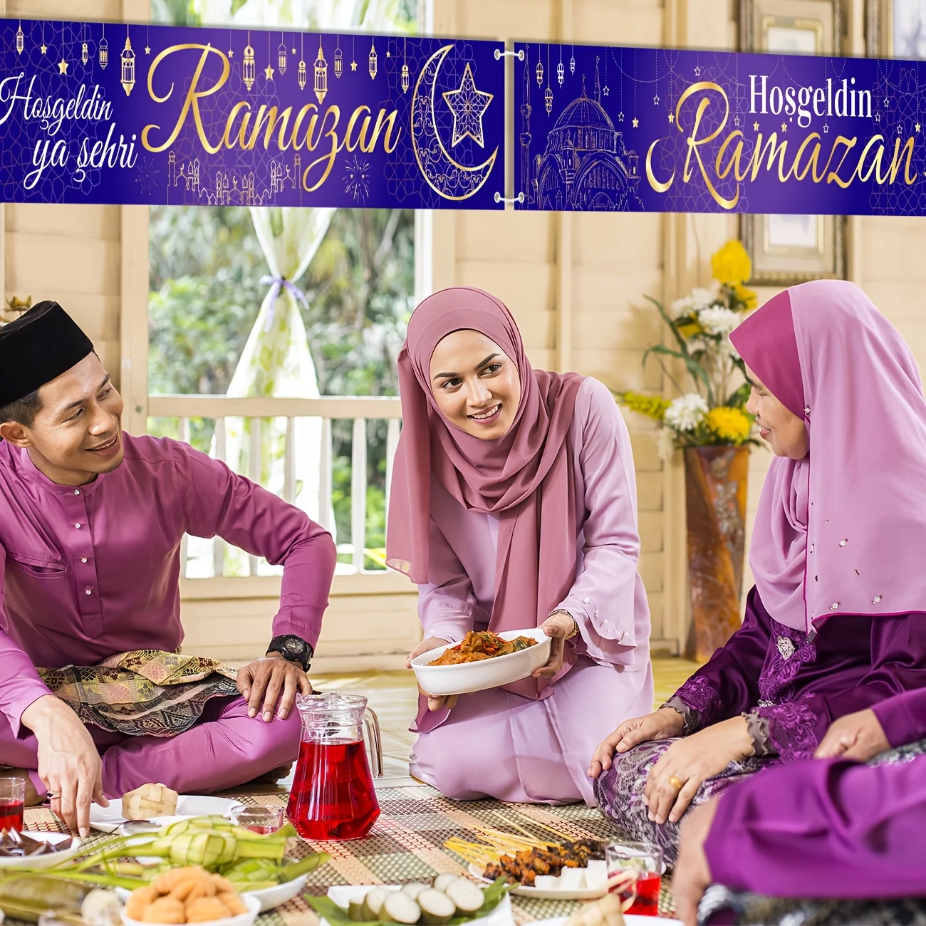 2Pcs Eid Decorations Hosgeldin ya sehri Ramazan Banner Ramadan Mubarak Yard Banner Hoşgedin Ramazan Islam Banner Deko Ramadan