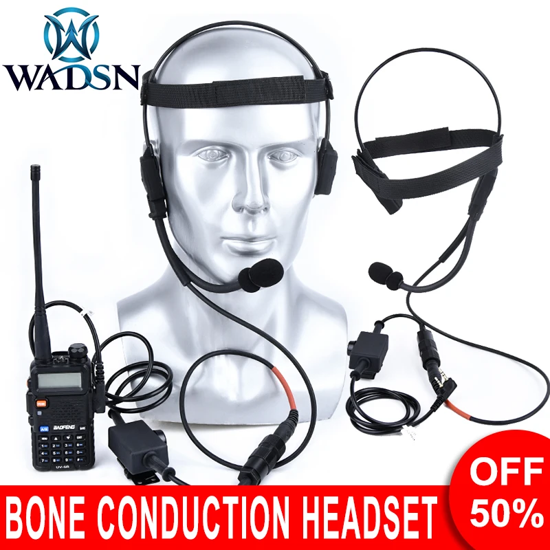 

WADSN Tactical Headset Signal bone conduction Speaker MH180-V Airsoft Earphone Accessories Suitable for interface 7.0PLUG PTT