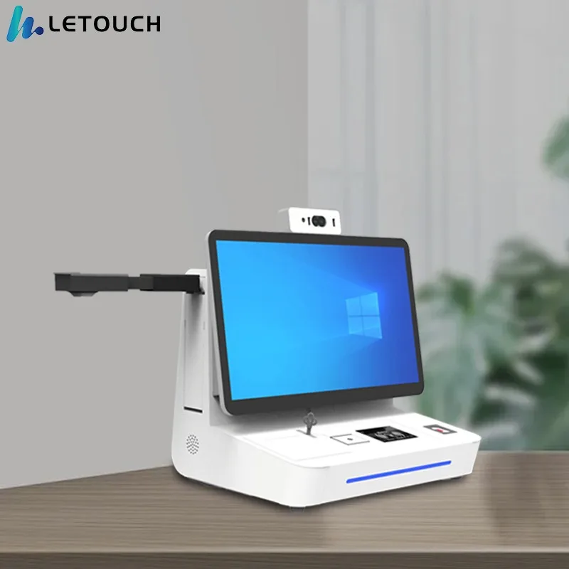 15.6 Inch Verification Dual Screen Pos System All in One Laptop Cash Register With Camera IC/ID Reader