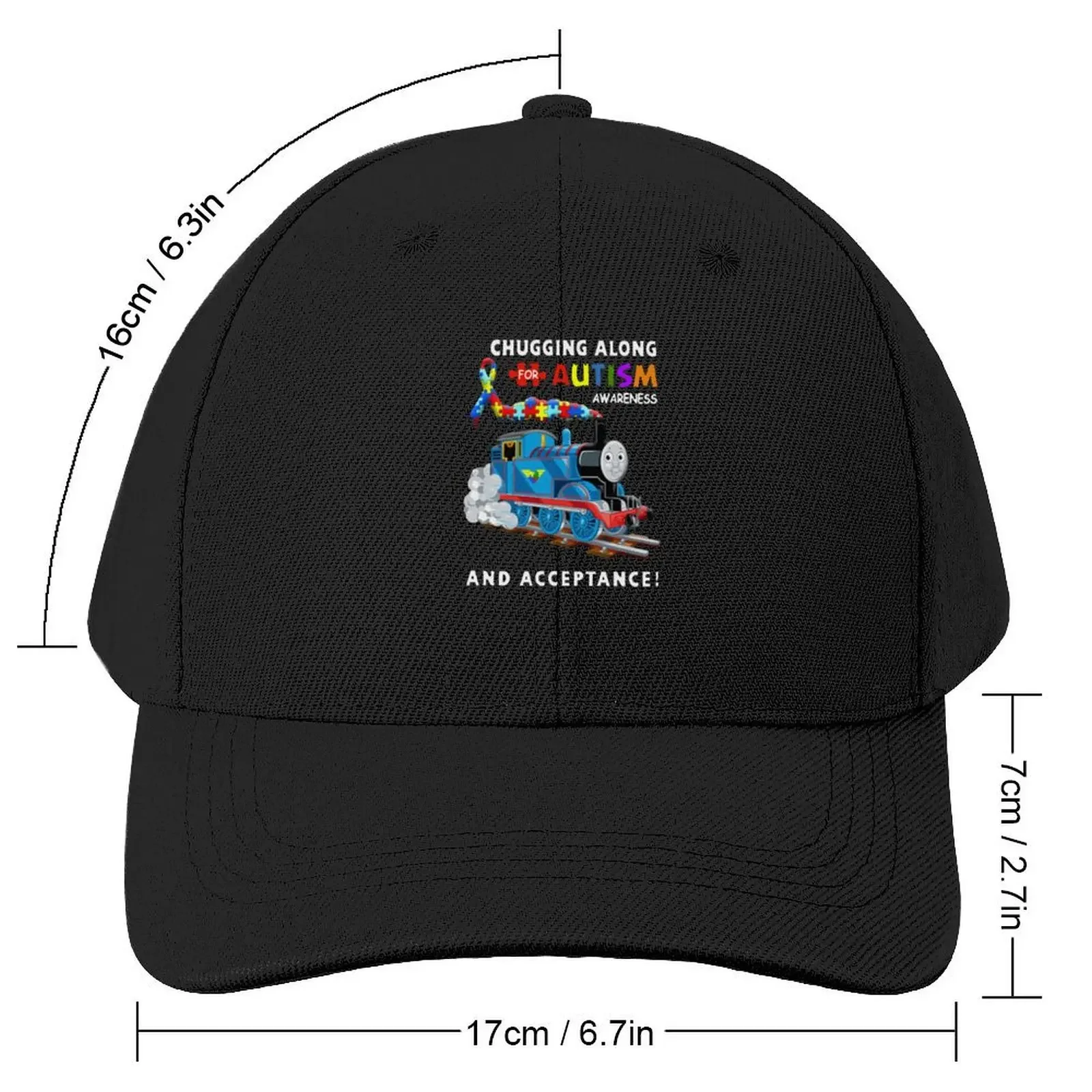 Train Chugging Along For Autism Awareness And Acceptance Baseball Cap Sunhat Wild Ball Hat funny hat Girl Men's