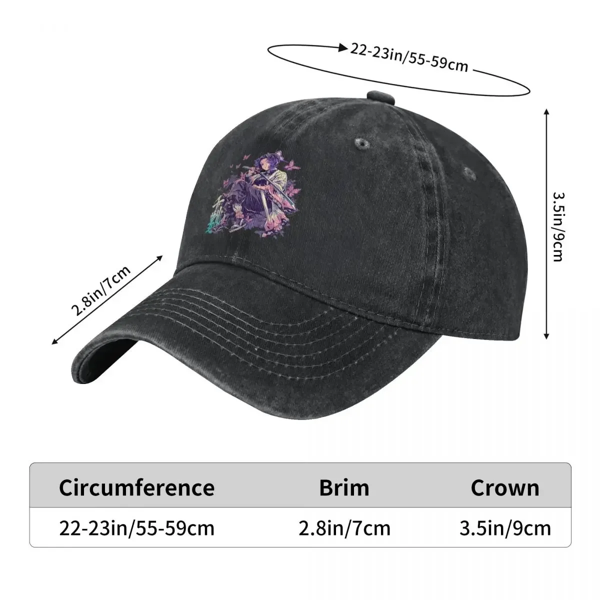 Shinobu Kocho Cartoon Demon Slayers Unisex Baseball Cap Anime Distressed Washed Hats Cap Vintage Outdoor Summer Headwear - Image 4