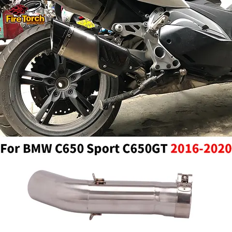 Slip On For BMW C650 Sport C650GT C650 GT 2016 -2020 Motorcycle Exhaust muffler Middle Link Pipe Connector 50.8mm Muffler
