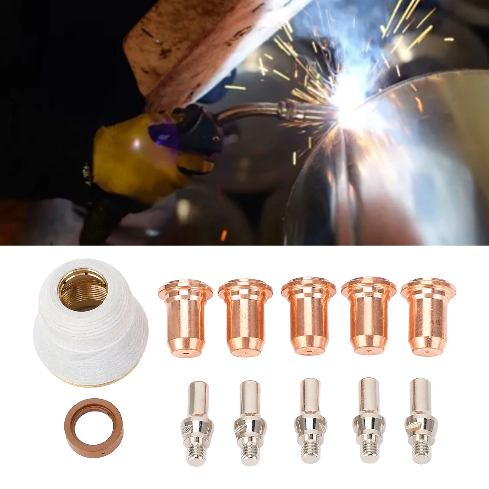 

Набор из 12 предметов: электрод 52582, сопло 51313 P1.0, защитный колпачок 60432, вихревое кольцо 60028 для плазменных горелок PT 60, IPT 60, IPT 40, PT40