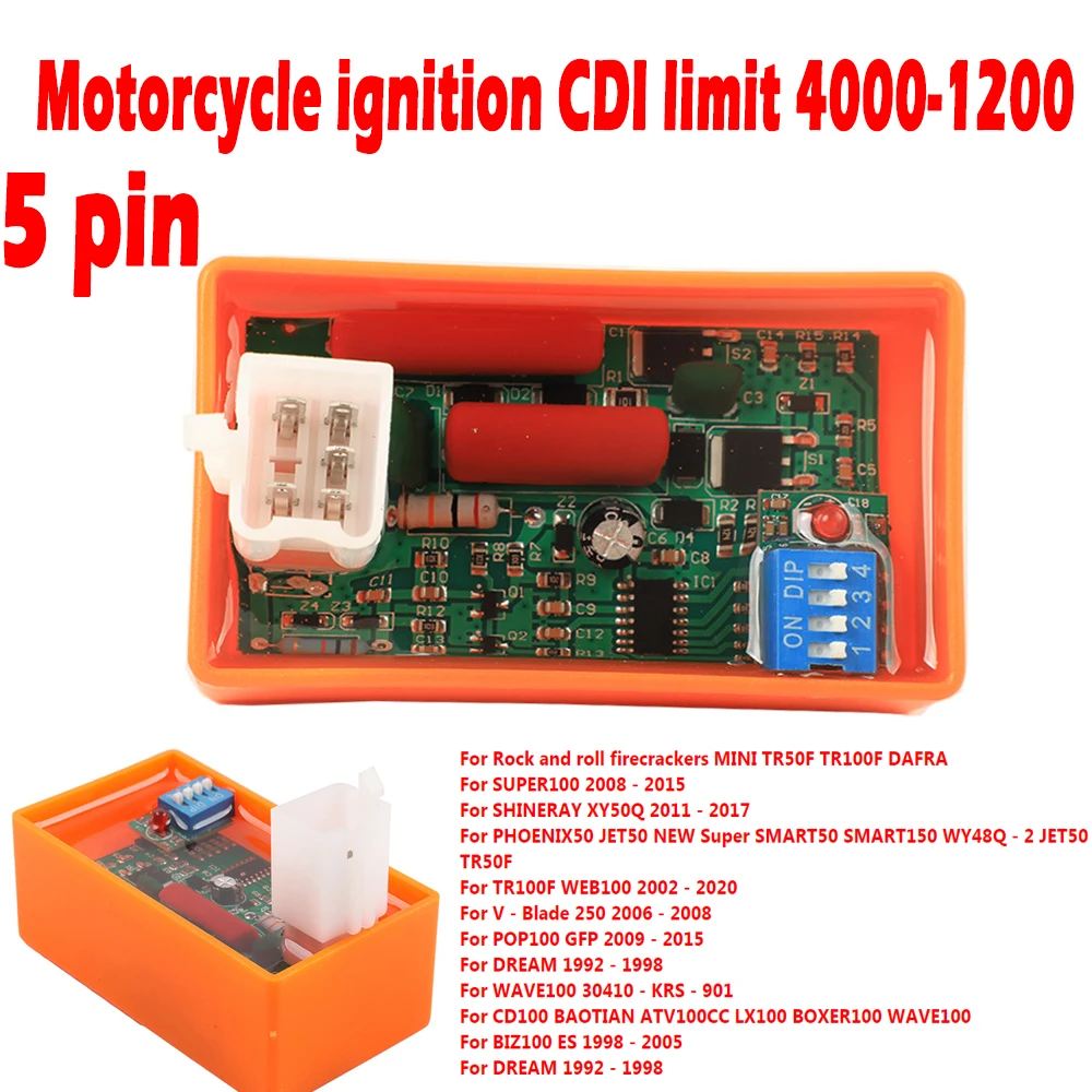 Motorcycle Ignition for DY100 5pin AC With Adjustable Switch Motorcycle Ignition CDI Limit 4000-1200 For SUPER100 For DREAM
