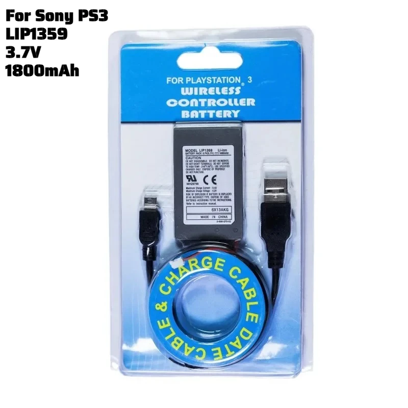 

1-20pcs 1800mAh 3.7V LIP1359 Replace Battery Rechargeable Gamepad Battery Pack for PS3 Wireless Controller Battery USB Cable