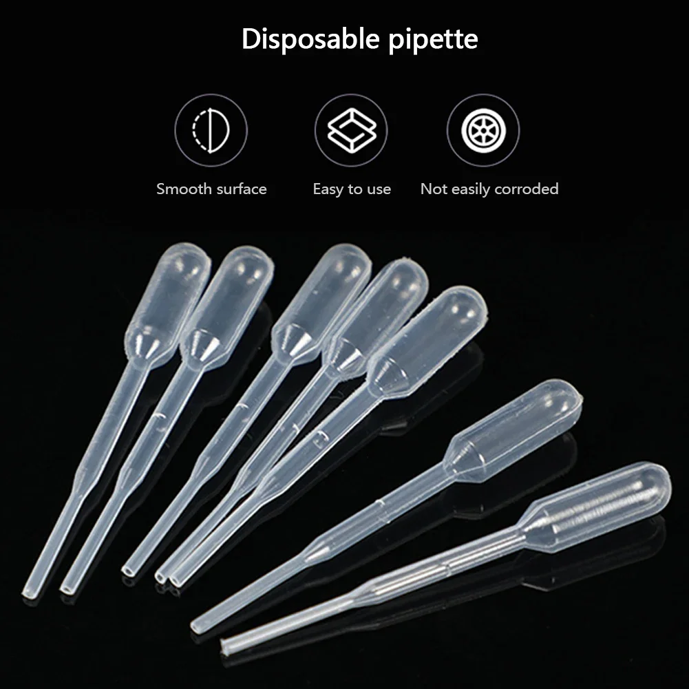 100Pcs Pipettes 1ml 2ml 3ml 5ml 10ml Laboratory Pipette Plastic Disposable Graduated Container Liquid Dropper Equipment Straw