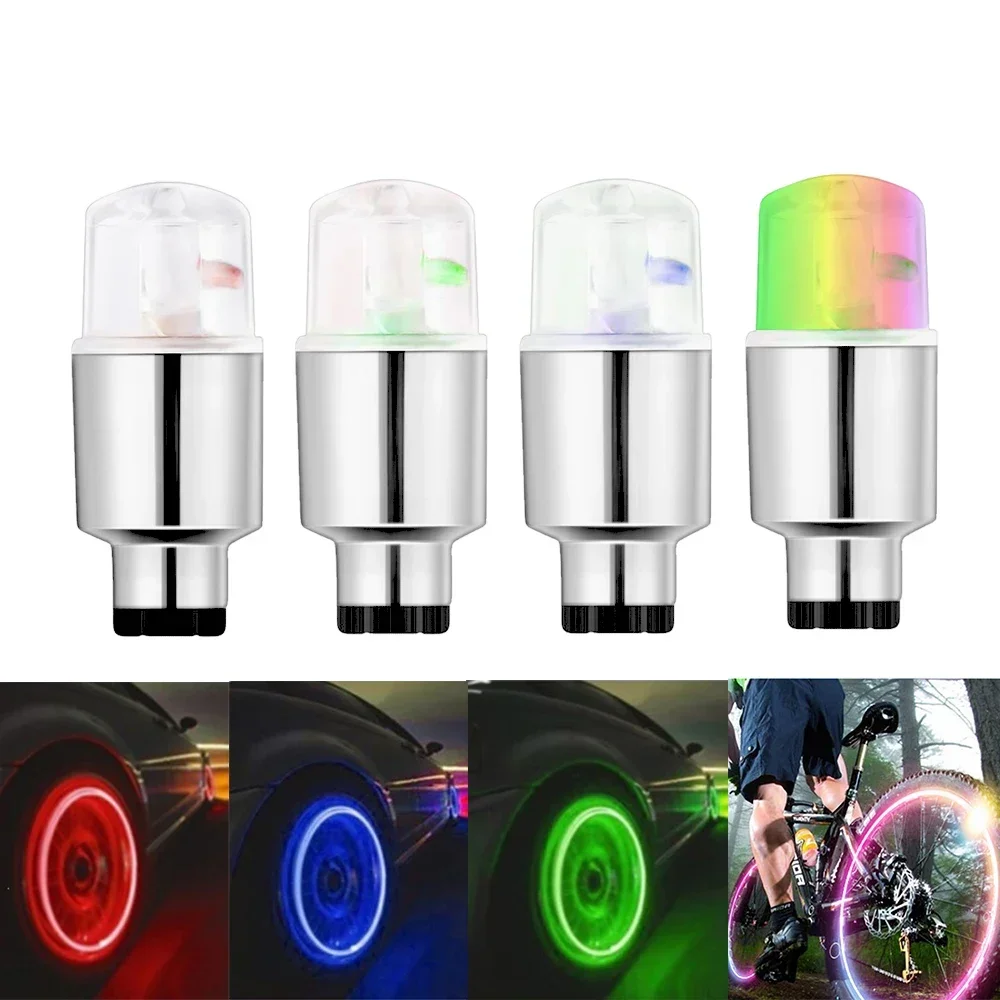 

LED Car Light Bike Universal Wheel Tire Tyre Valve Flash Neon Auto Dust-proof Cap Spoke Stems Lamp Caps Accessories 4kinds Color