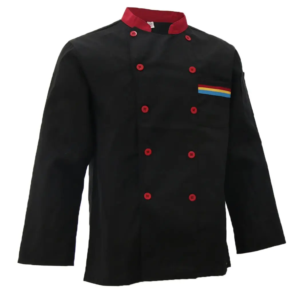 Giacca, cappotto da cuoco esecutivo a maniche lunghe e doppiopetto, uniforme da lavoro Plus