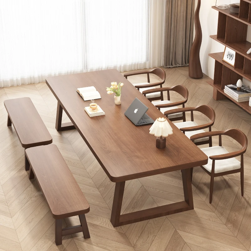 Log large board table living room large long desk student home study office solid wood