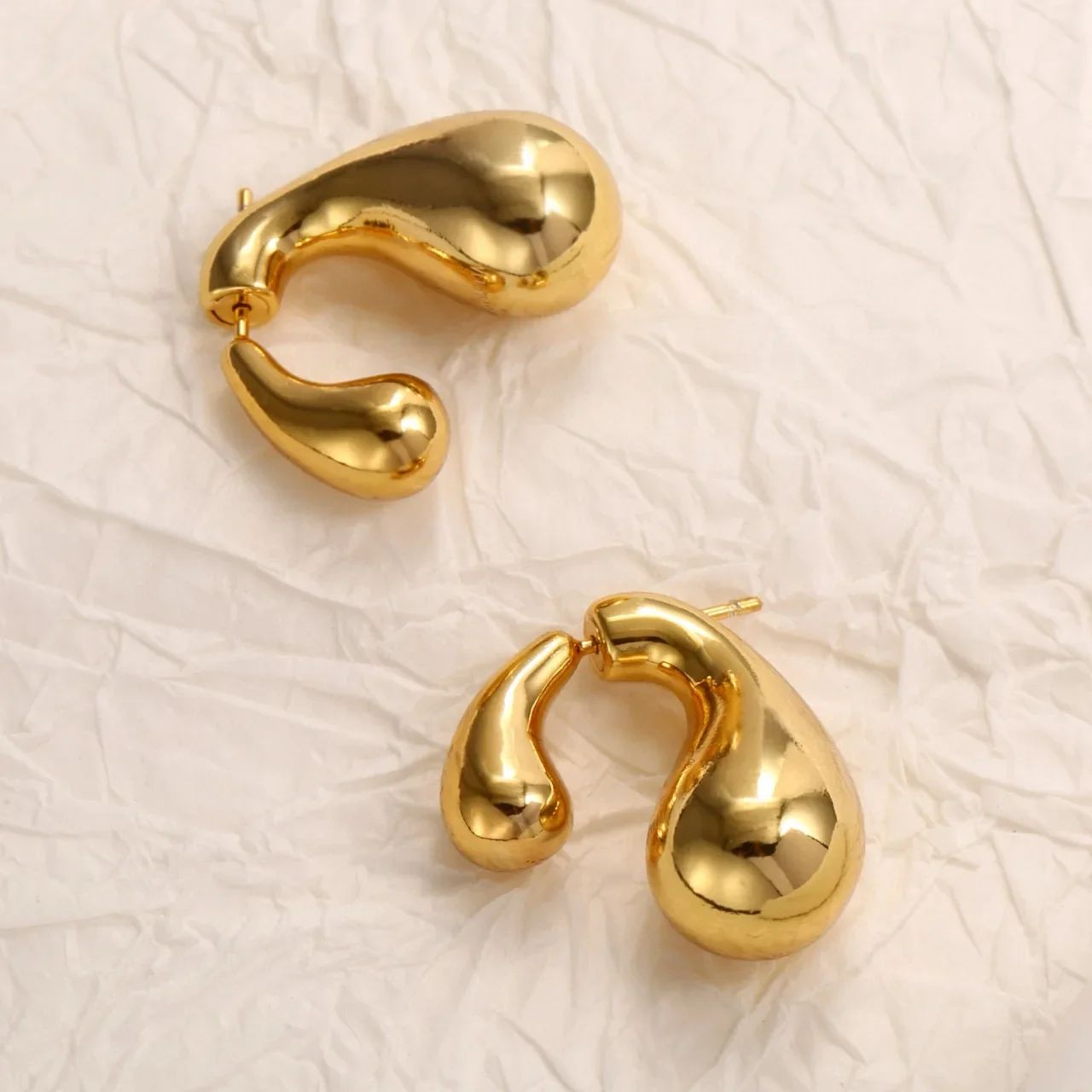 Hot Brand Fashion 3D Water Drop Earrings Gold Color Big Design Stud Earrings White Gold Customer Jewelry Fine Quality Jewelry
