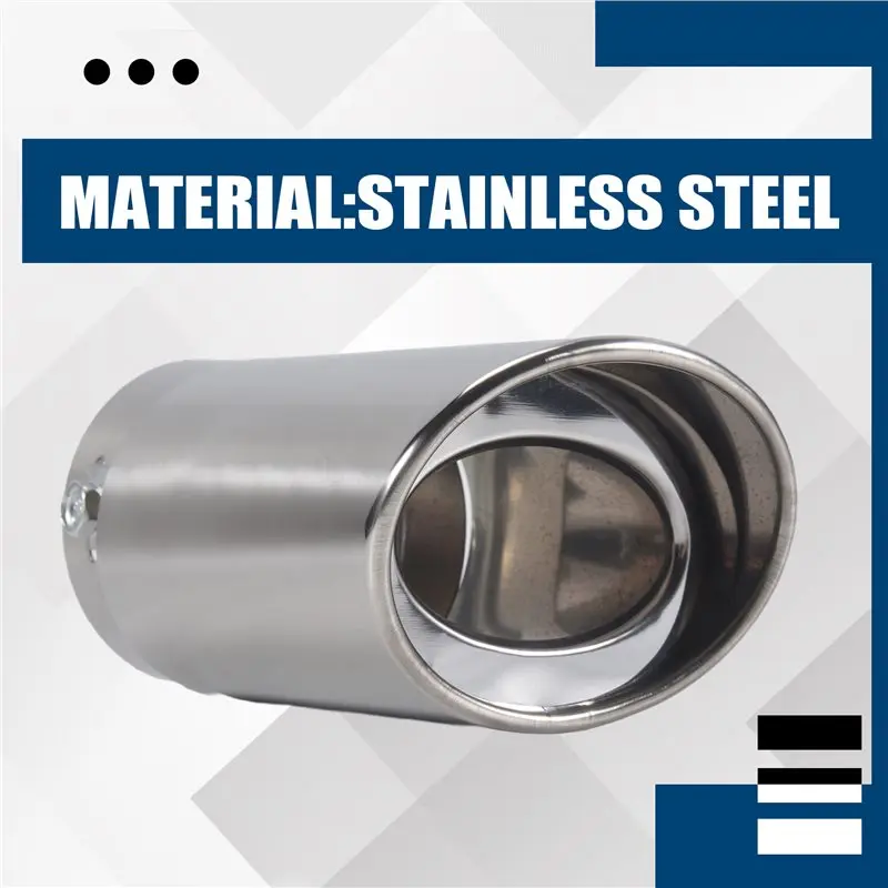 1 Piece Car Exhaust Tip, Car Exhaust Pipe Modification Tail Throat Tail Pipe Universal Stainless Steel (Silver)-AU62