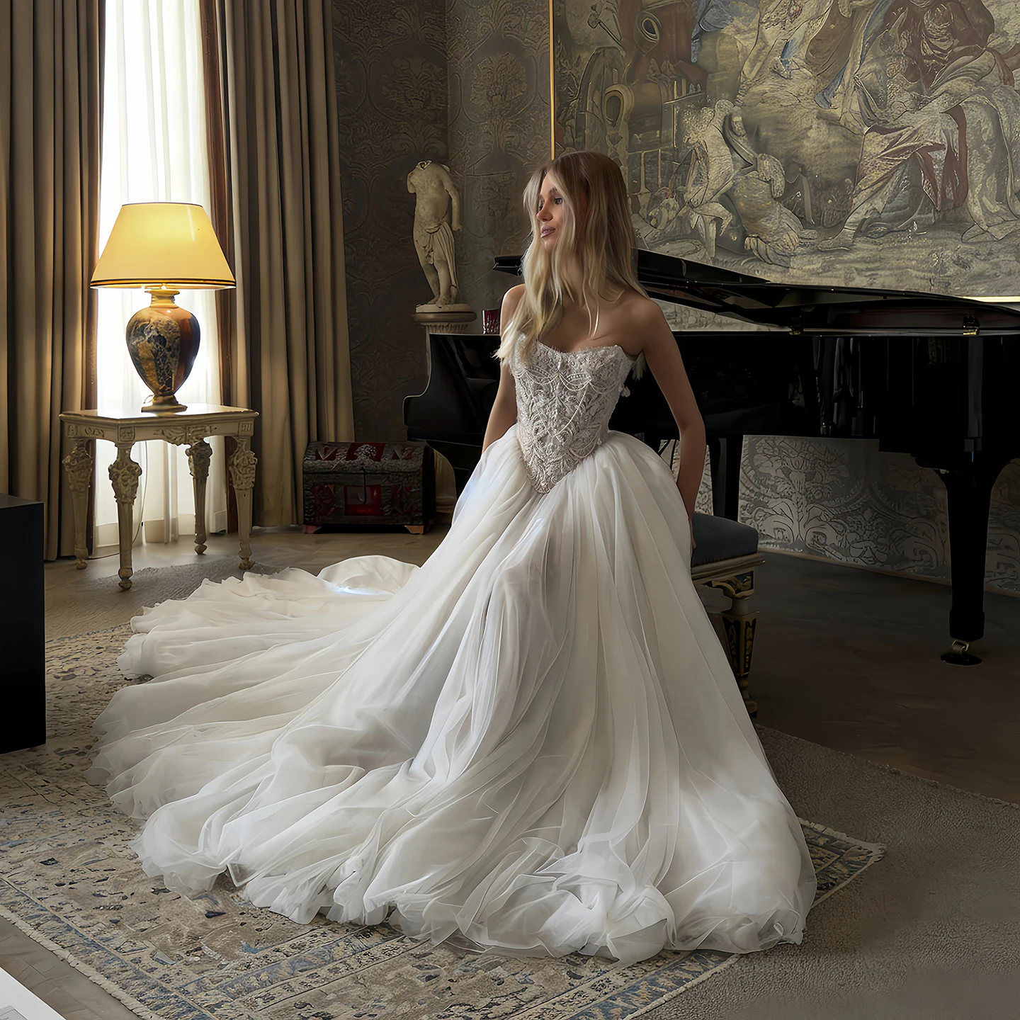 

Shaorn Said Luxury Beaded Ball Gown Wedding Dress Pearls Sweetheart Corset Tulle Vestido De Novia Bridal Gown SW217 Customized