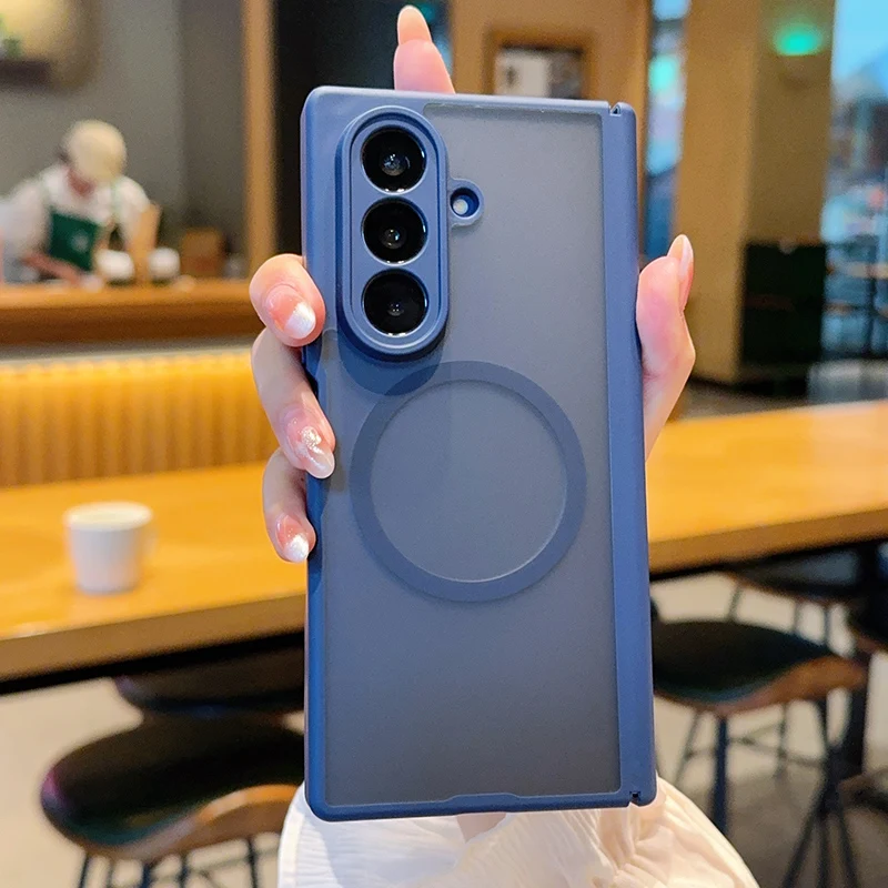 Luxuriöse matte Hülle mit magnetischem Scharnier für Magsafe, faltbar, für Samsung Galaxy Z Fold 7 8Ultra, kabelloses Laden, stoßfeste, transparente Abdeckung – Detail 13