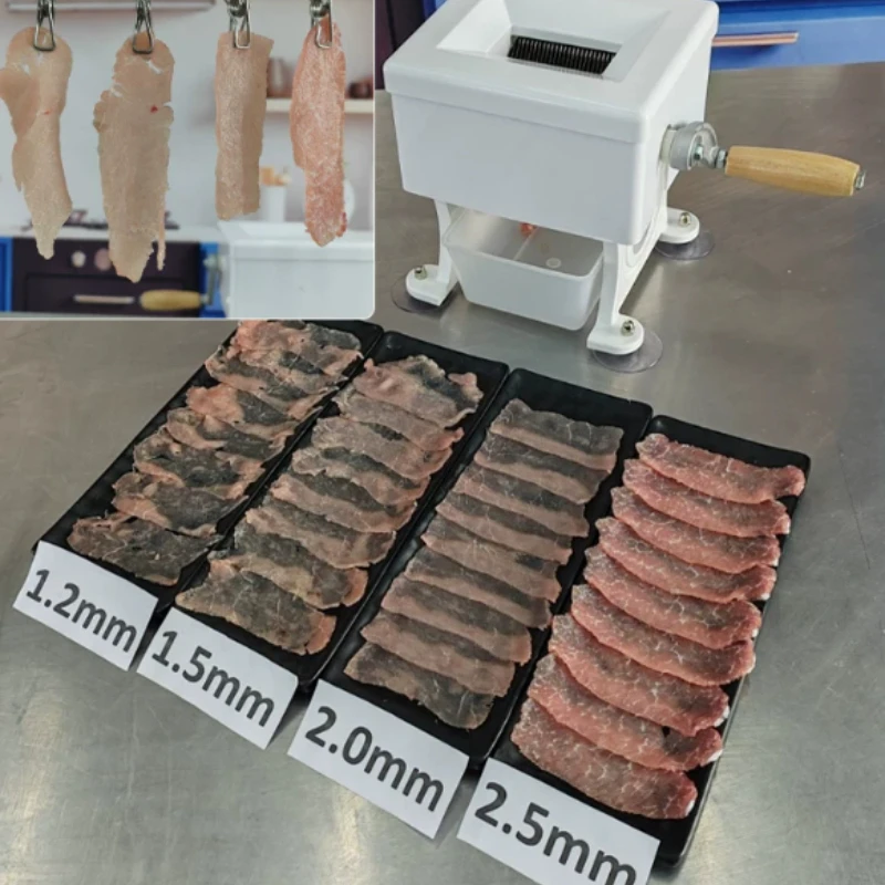 Manual Meat Slicer, Hand Crank Meat Cutter Machine for Cutting Fresh Meat Slices & Shreds