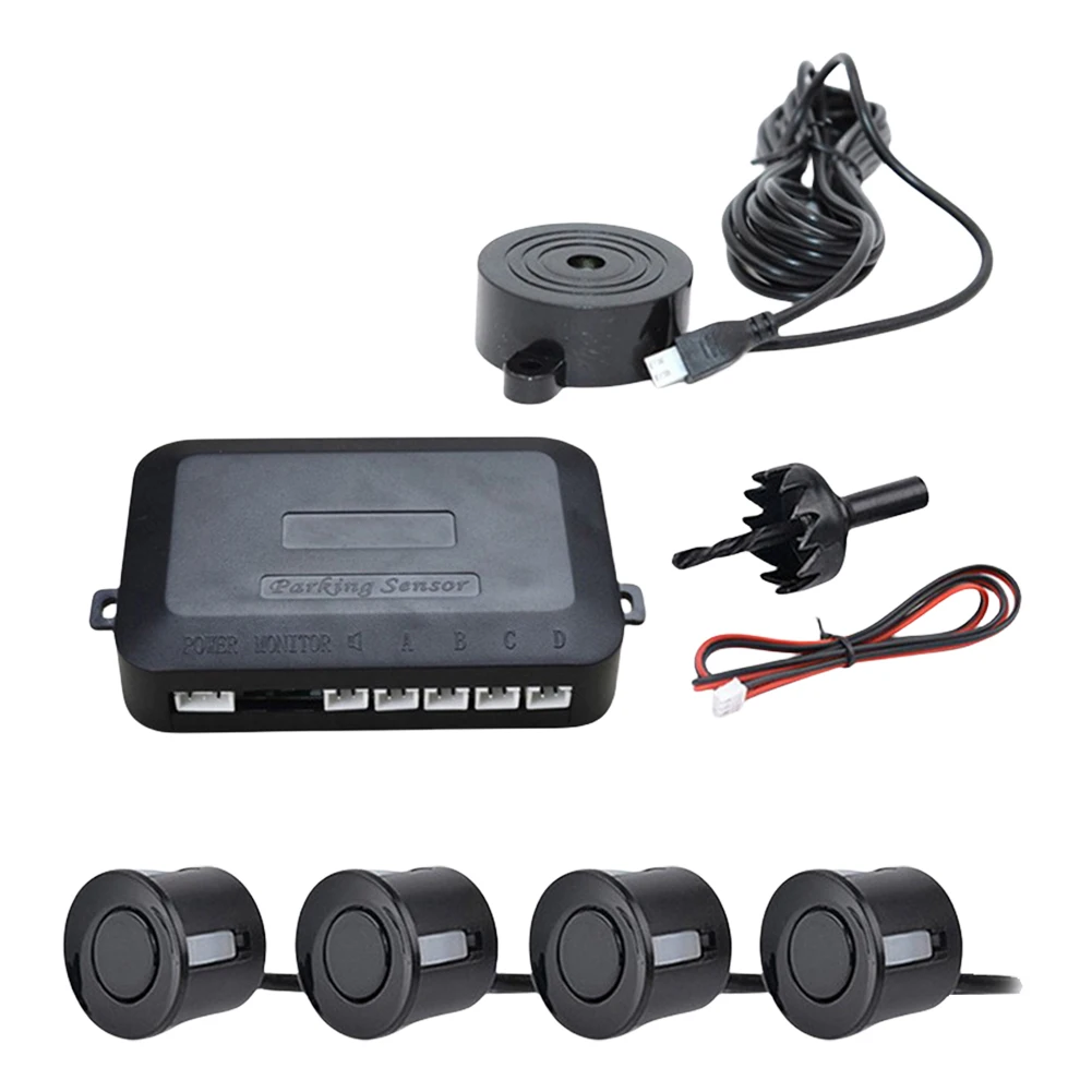 Buzzer Car Reversing Radar 12V Probe System Parking Sensor Kit Car Reverse Backup Rear Radar System Sound Alarm Safety Kit