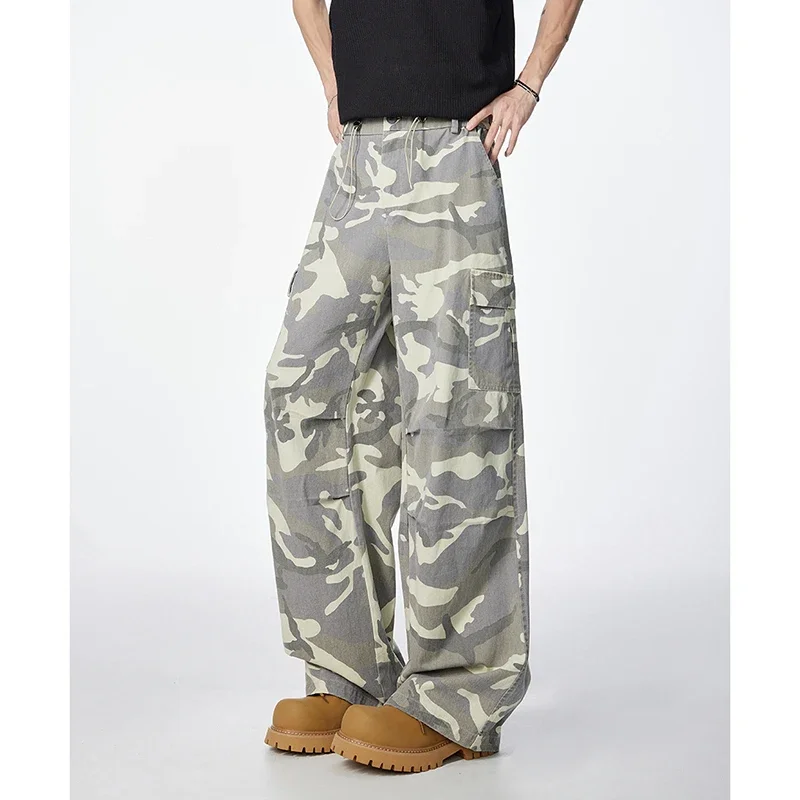 القطن الخالص تشغيل السراويل الطويلة الصيد السراويل الطويلة الرجال واسعة الساق التمويه السراويل الطويلة بسيطة عادية تسلق الجبال السراويل المستقيمة