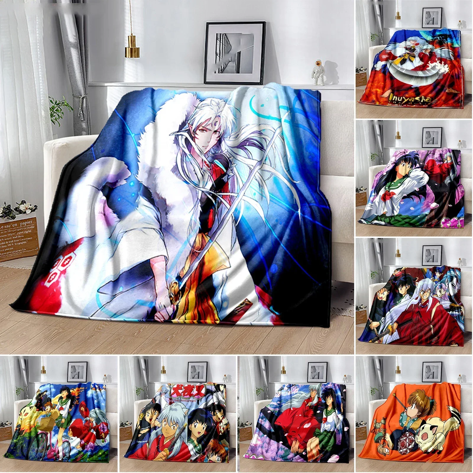 

Плед Inuyasha: Мягкое и уютное флисовое одеяло с аниме-принтом для кровати, дивана, путешествий – теплое и комфортное покрывало