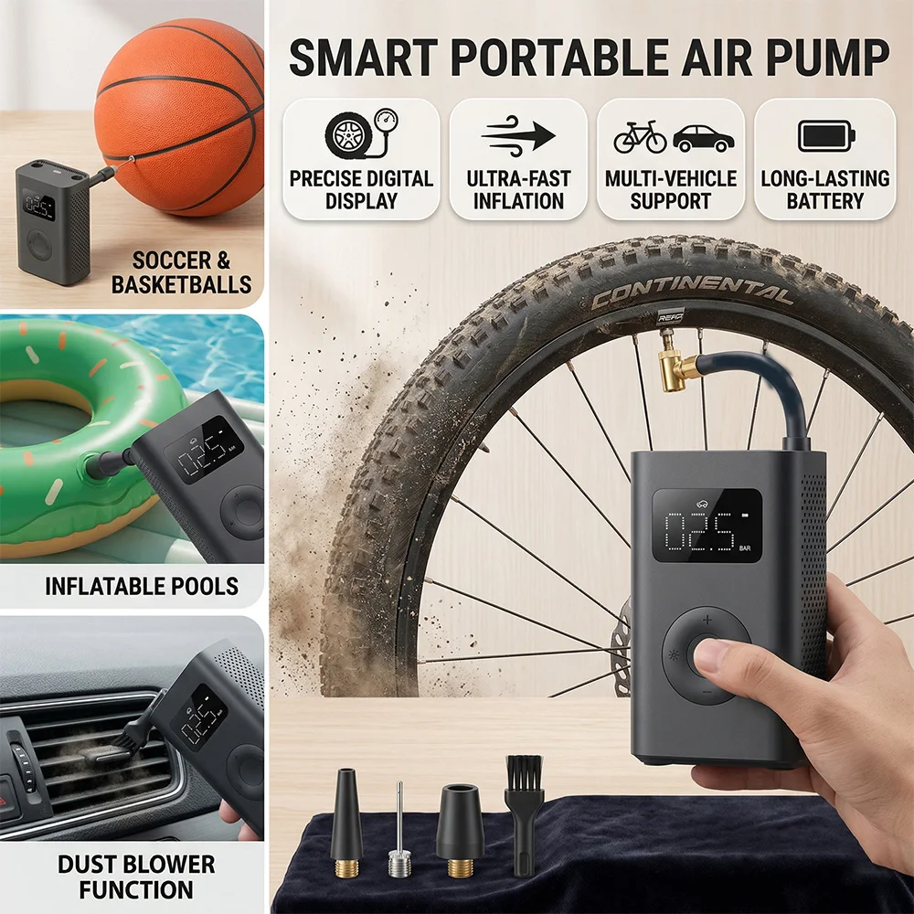 Xiaomi Mijia 2D Portable Electric Air Compressor Pump with Tire Sensor for Car Bike Ball Inflatable Sports Gear Mijia Device