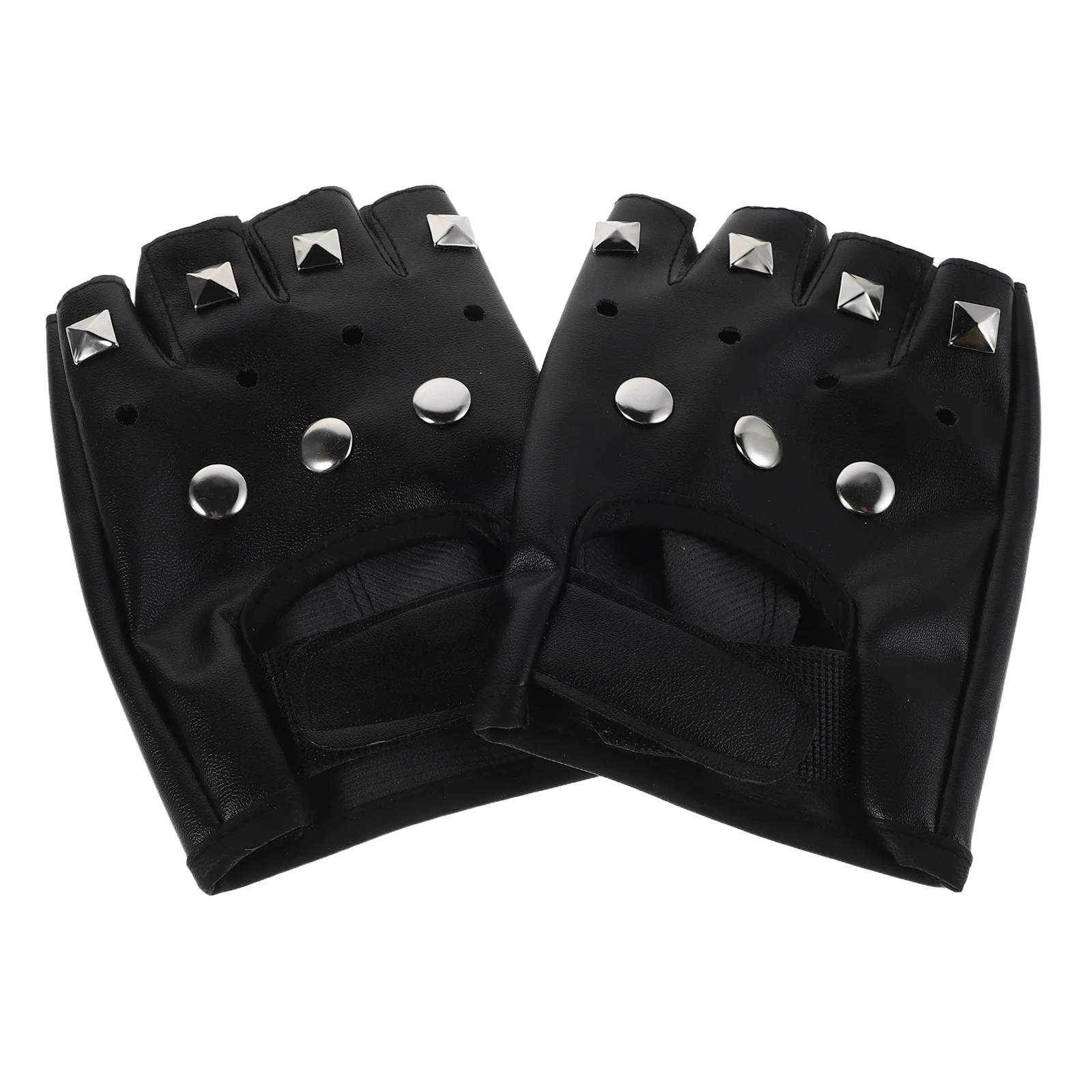 

1Pair Punk Gloves Fingerless Motorcycle Half Finger Rivet PU Biker Gloves Men Women Cycling Racing Outdoor Climbing