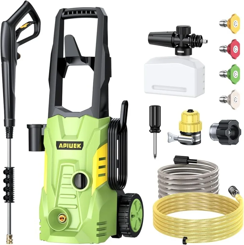 

Apiuek Portable Electric High Pressure Washer,w/ Foam Cannon, 4 Nozzle, Cleans Patios/Cars/Fences/Windows, 3800PSI, 2.4GPM