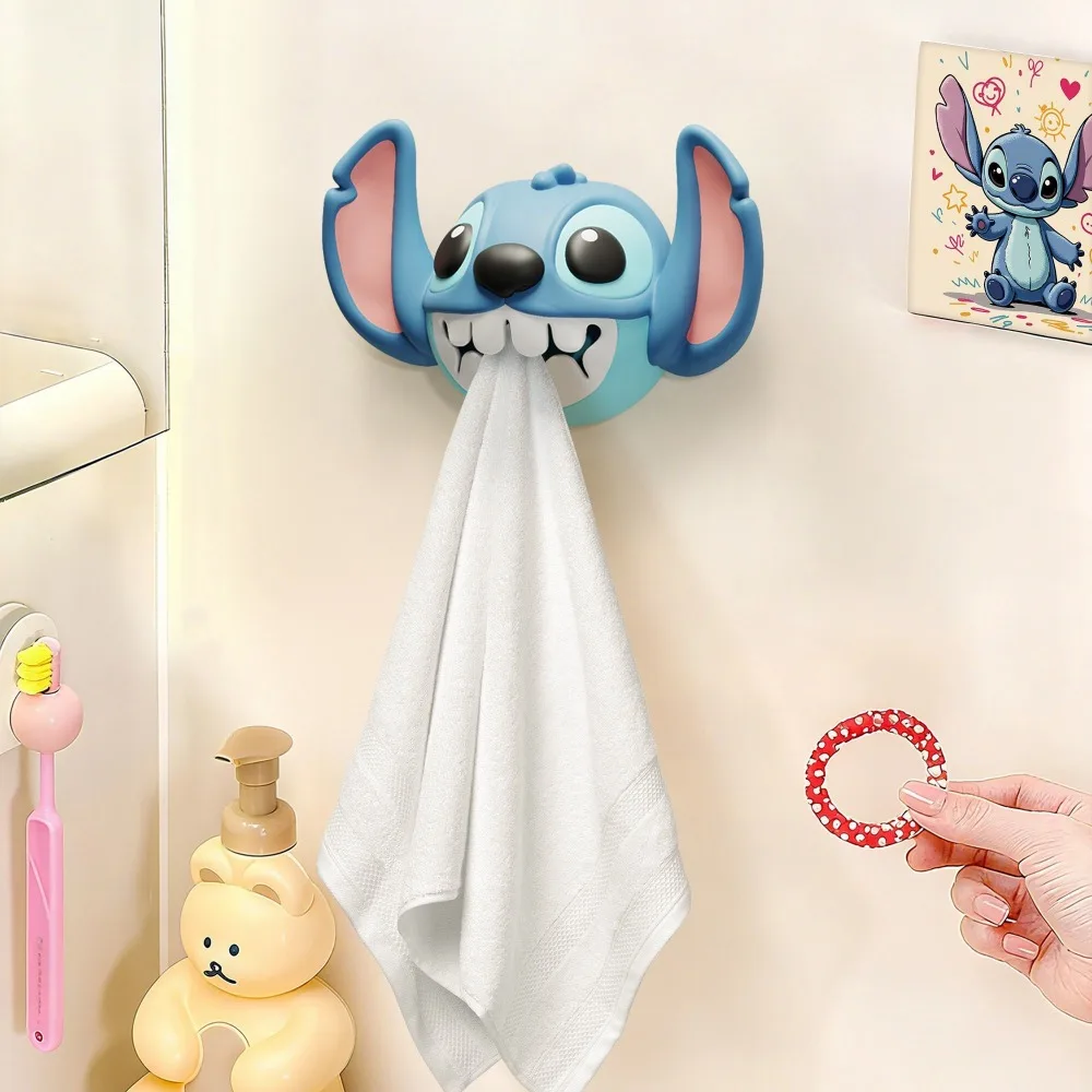 

Disney Stitch Creative Towel Rack Non Perforated Bathroom Wall Mounted Toilet Washcloth Storage No Trace Hook Towel Stopper Toys