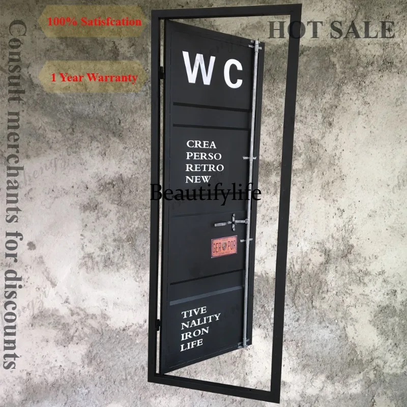 D1089 industrial style bar retro wrought iron container sliding door industrial style indoor toilet toilet door