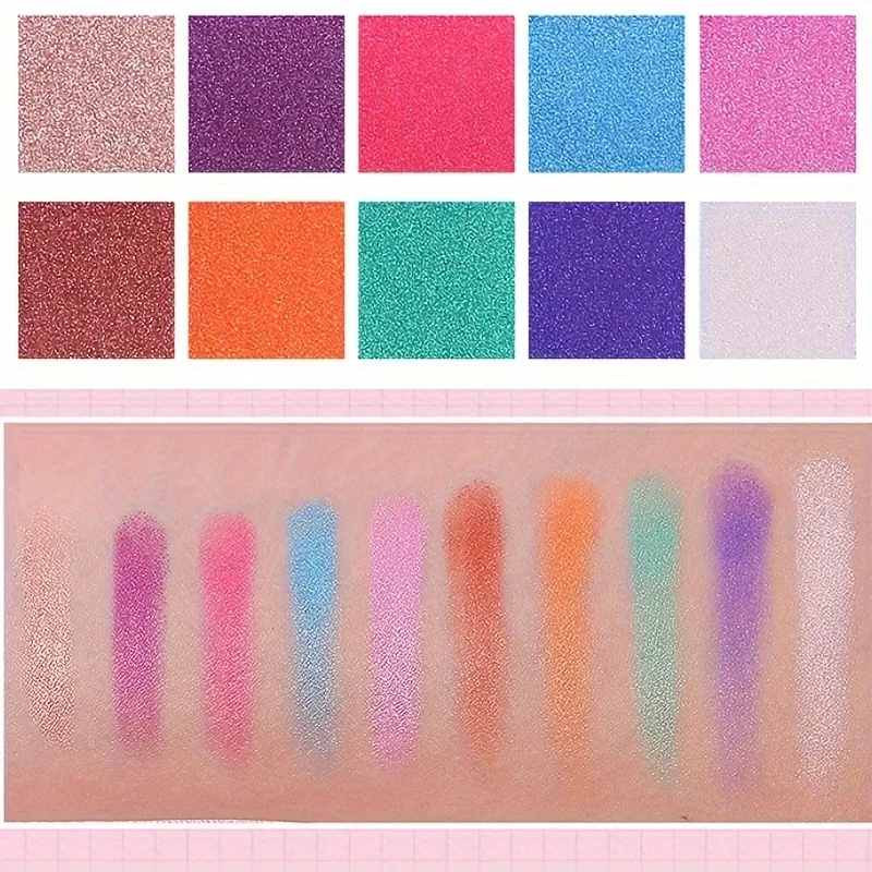 Paleta de sombra de ojos con purpurina de 10 colores, juego de maquillaje para actuación en escenario de larga duración, pigmento brillante metálico brillante