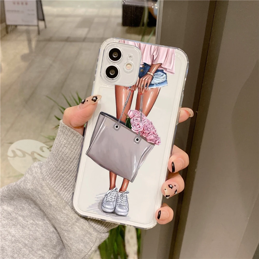 Fashion Girls Phone Case for iPhone 15 14 13 12 11 Pro Max Case Coque for iPhone XR X XS Mini SE 7 8 Plus Cover Shockproof Funda